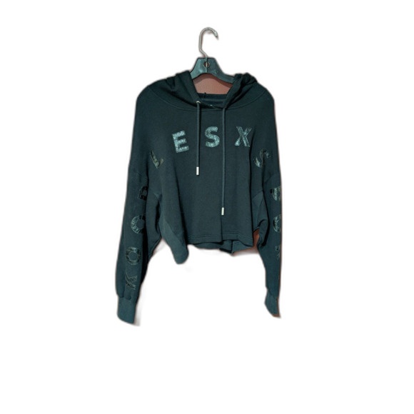 The Kooples Sweaters - The Kooples X Sport Black Cropped Hoodie Size 2 Logo Spellout Pullover Y2K